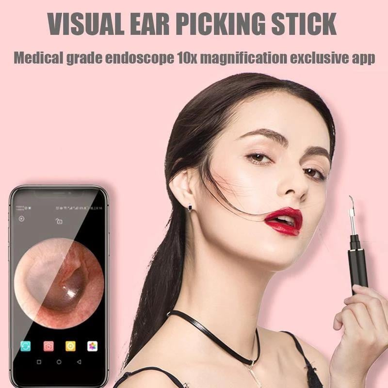 DJIWJDCDA 🔥LAST DAY-50%OFF🔥Clean Earwax-Wi-Fi Visible Wax Removal Spoon, USB 1296P HD Load Otoscope