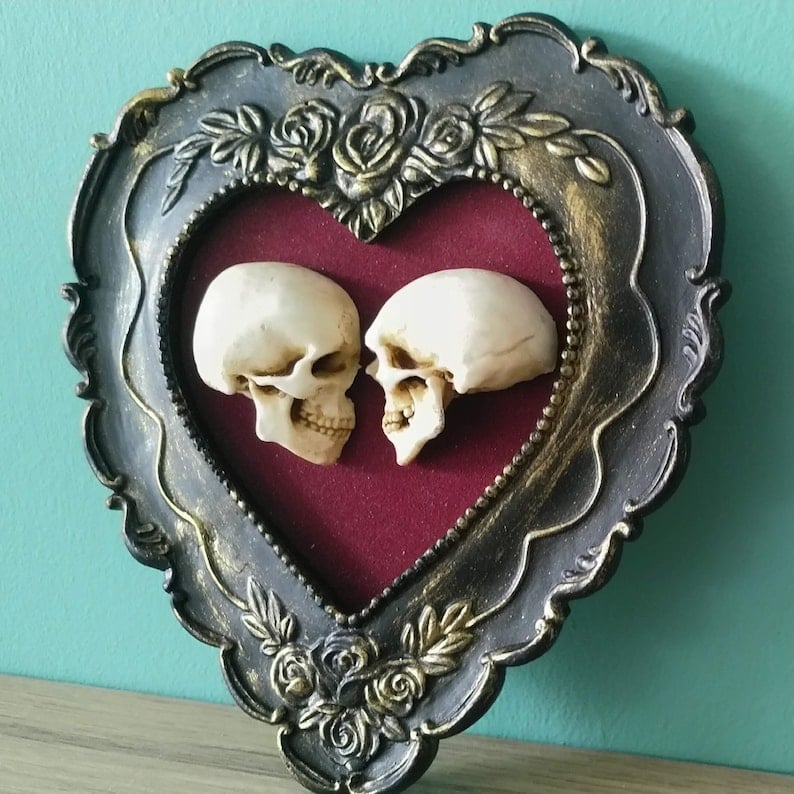 💗Valentine's Day Sale 49% OFF True love is forever - framed miniature realistic human skulls - Til death do us part