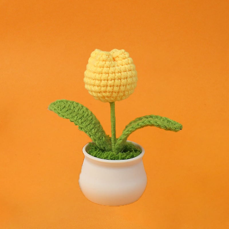 DJIWJDCDA 🌺🏡✨ Hand Woven Flowers - Tulips, Daisies, Roses Pot Decor ✨🌿🧶