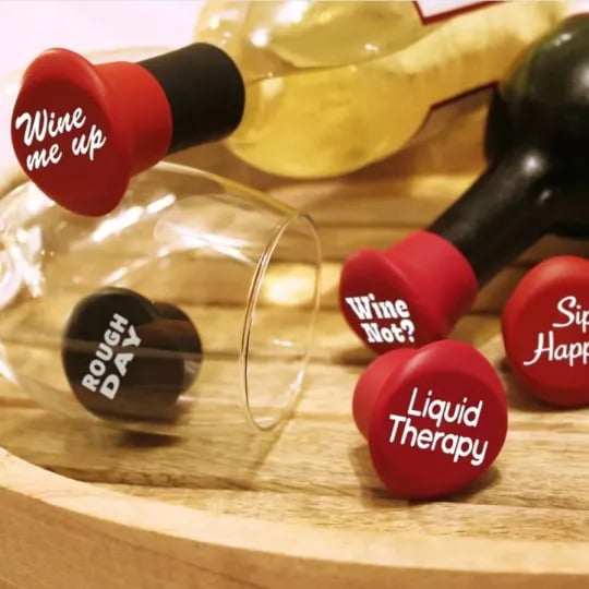 DJIWJDCDA Set of 5 Funny Silicone Wine Bottle Stopper