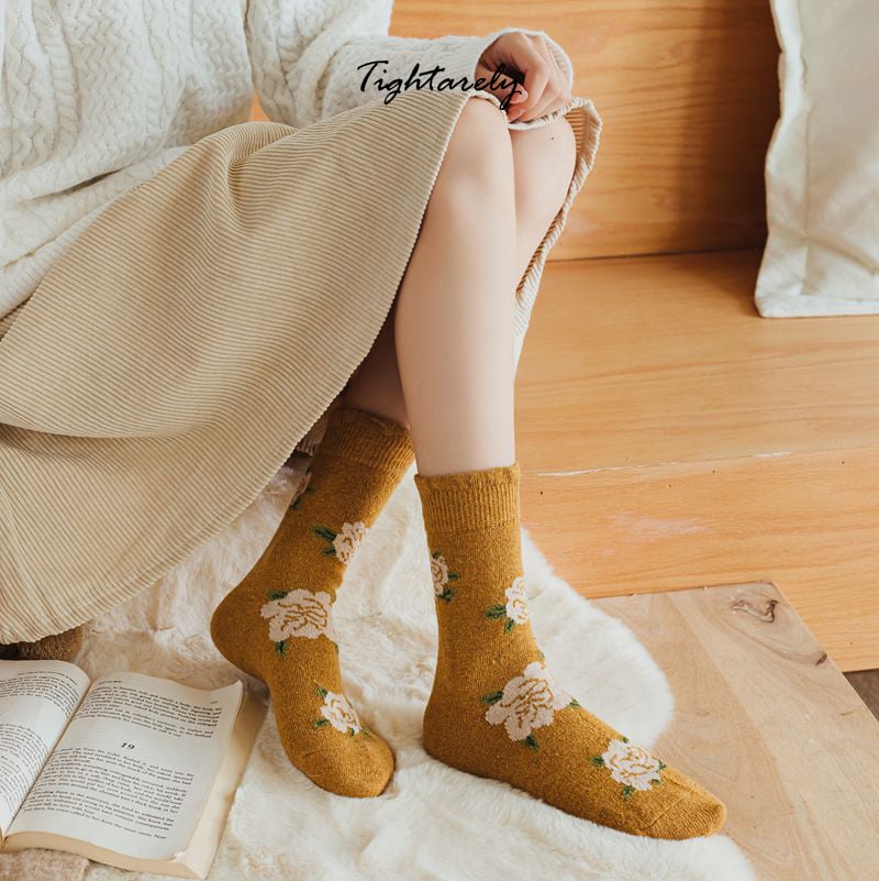 DJIWJDCDA Vintage Embroidered Floral Women Socks(🎁New Year Sale)-K*
