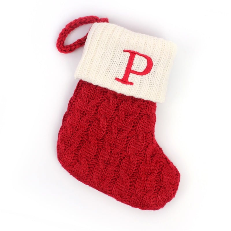 DJIWJDCDA Christmas Red Socks Alphabet Knitting Christmas-Tree Pendant