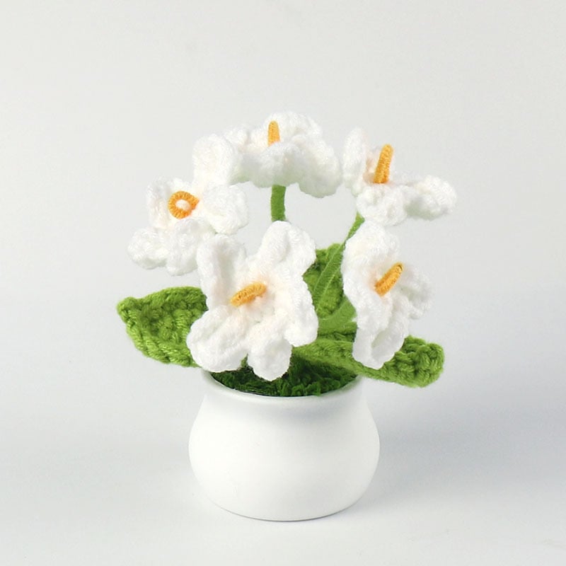 DJIWJDCDA 🌺🏡✨ Hand Woven Flowers - Tulips, Daisies, Roses Pot Decor ✨🌿🧶