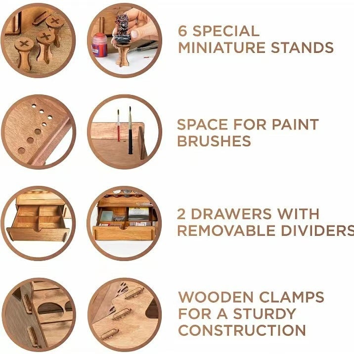 Wooden Paint Organizer for 74 Bottles of Paints and 14 Paint Brushes