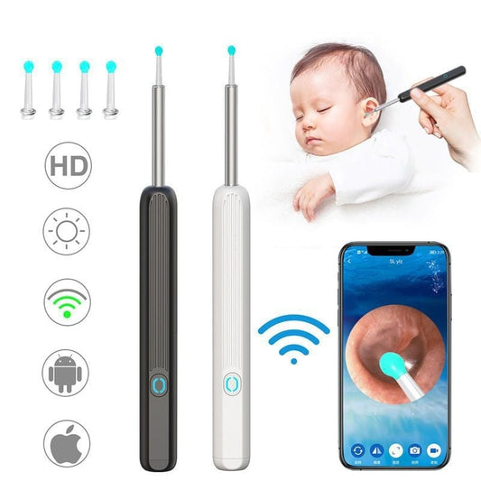 DJIWJDCDA 🔥LAST DAY-50%OFF🔥Clean Earwax-Wi-Fi Visible Wax Removal Spoon, USB 1296P HD Load Otoscope