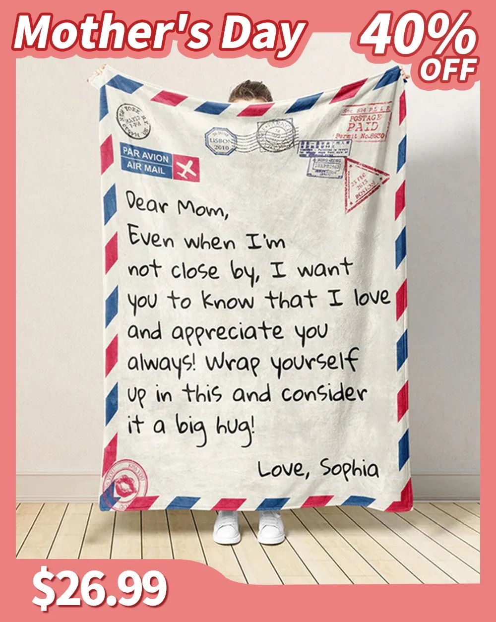 DJIWJDCDA Personalized Mom Blanket, Mom Letter Blanket, Gift For Mom, Mom Birthday Gift, Gifts For Her