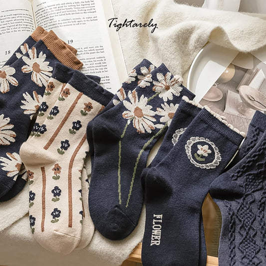 DJIWJDCDA Vintage Embroidered Floral Women Socks(🎁New Year Sale)-P*