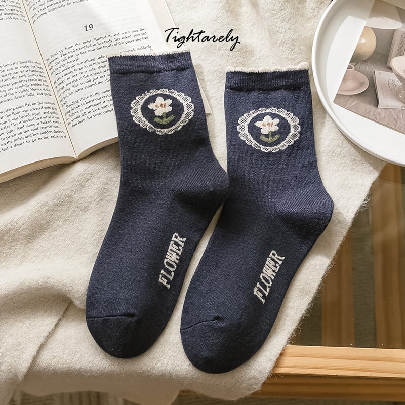 DJIWJDCDA Vintage Embroidered Floral Women Socks(🎁New Year Sale)-P*