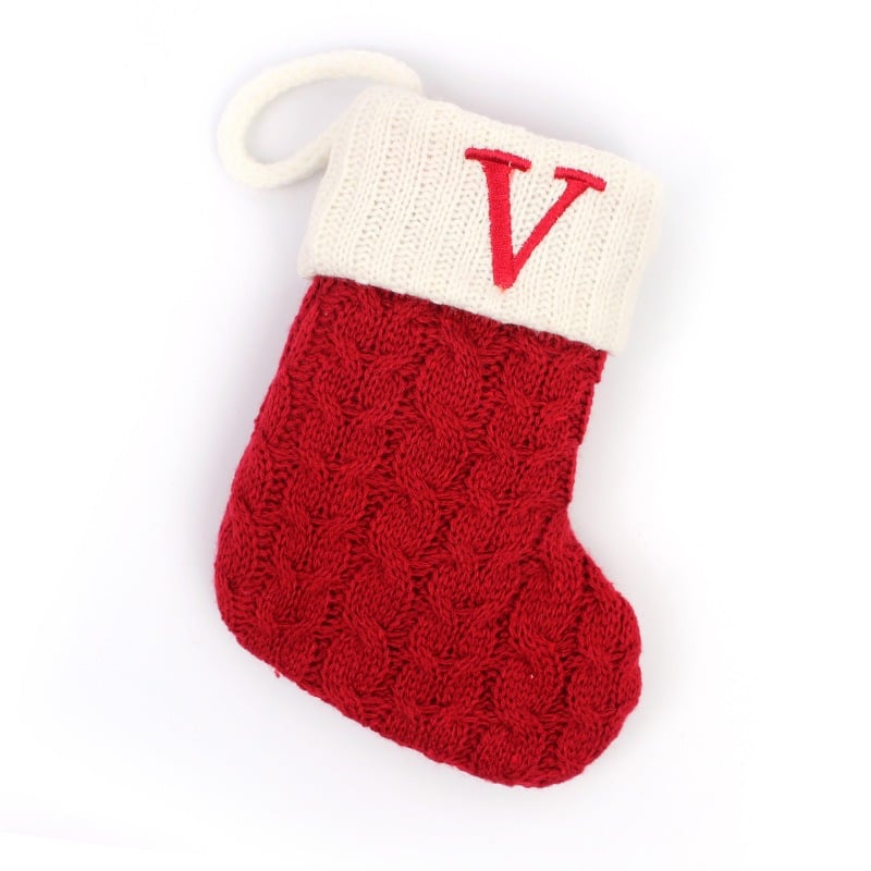 DJIWJDCDA Christmas Red Socks Alphabet Knitting Christmas-Tree Pendant