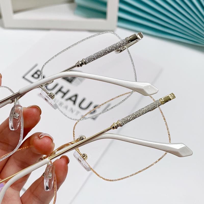 WOMEN'S LARGE FRAME DIAMOND RIMLESS ANTI-BLUE LIGHT PRESBYOPIA GLASSES