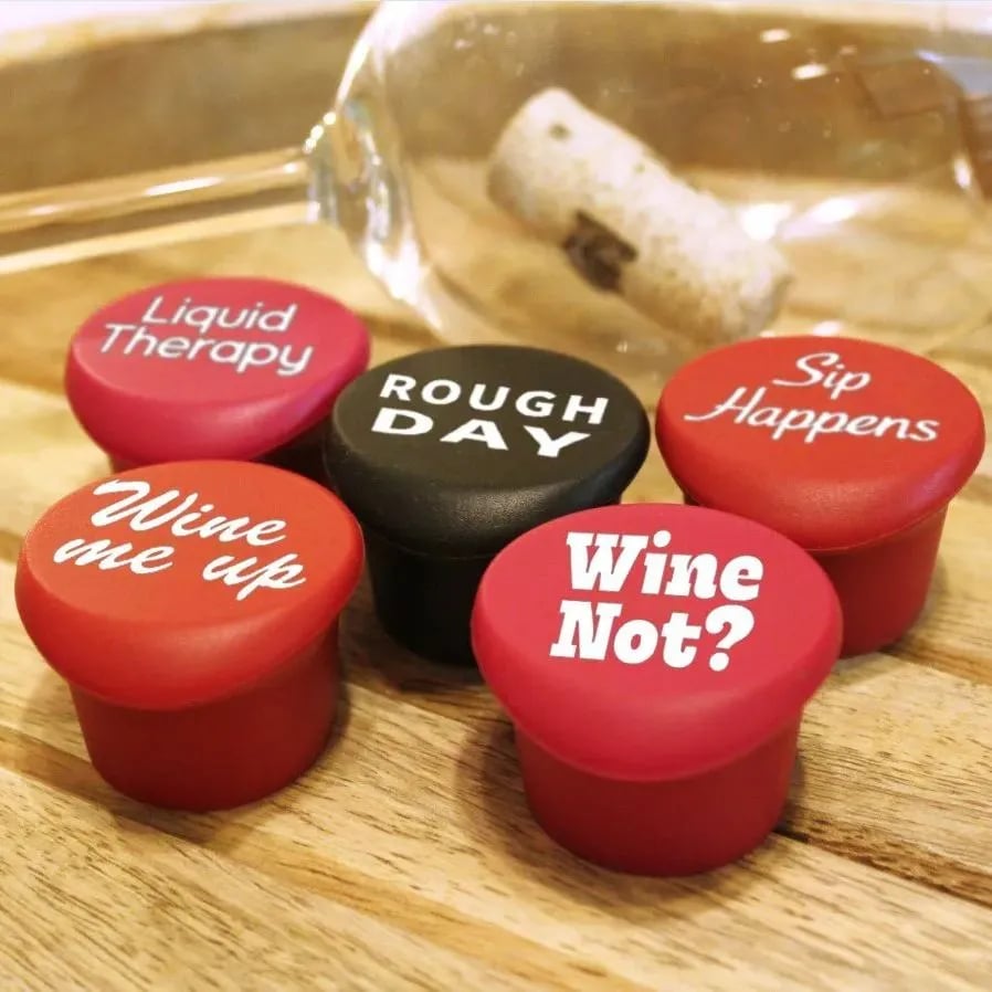 DJIWJDCDA Set of 5 Funny Silicone Wine Bottle Stopper
