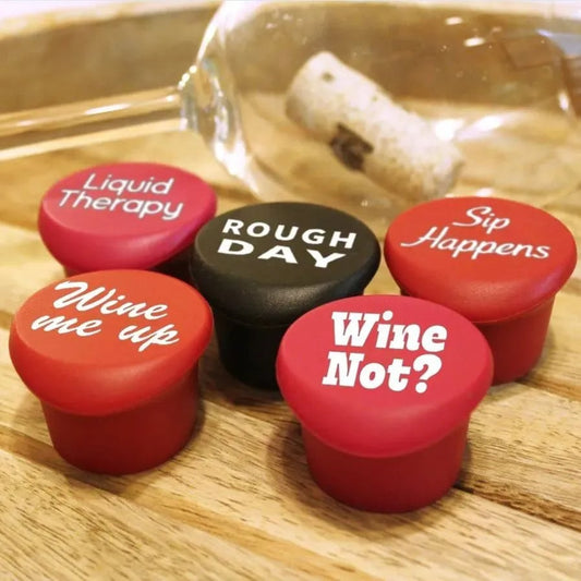 DJIWJDCDA Set of 5 Funny Silicone Wine Bottle Stopper