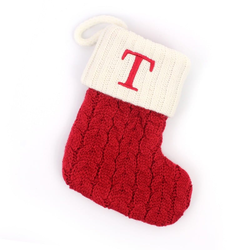 DJIWJDCDA Christmas Red Socks Alphabet Knitting Christmas-Tree Pendant