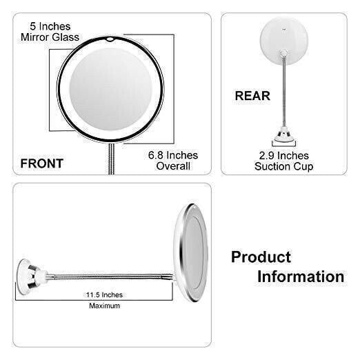DJIWJDCDA 360° Flexible Light Up 10X Magnification Makeup Mirror