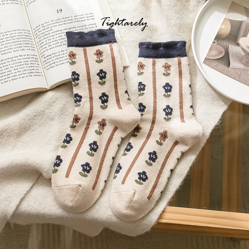 DJIWJDCDA Vintage Embroidered Floral Women Socks(🎁New Year Sale)-P*
