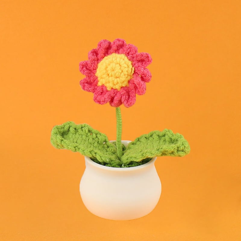 DJIWJDCDA 🌺🏡✨ Hand Woven Flowers - Tulips, Daisies, Roses Pot Decor ✨🌿🧶