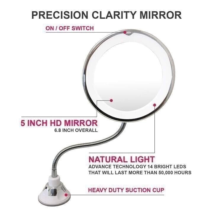 DJIWJDCDA 360° Flexible Light Up 10X Magnification Makeup Mirror