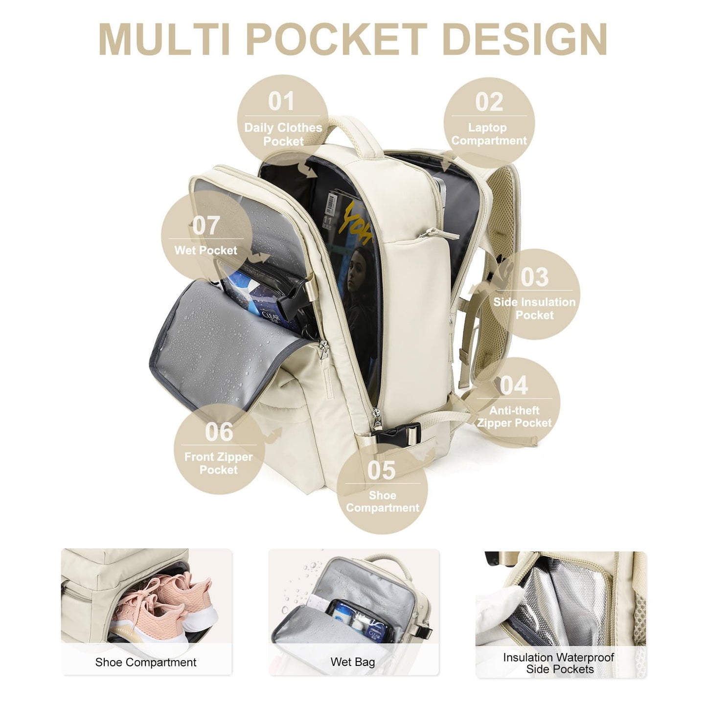 DJIWJDCDA ⏰Last Day Promotion 48% OFF⏰Women Large Travel Backpack Waterproof Hiking Rucksack（FREE SHIPPING）