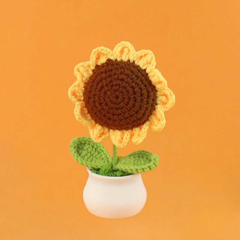 DJIWJDCDA 🌺🏡✨ Hand Woven Flowers - Tulips, Daisies, Roses Pot Decor ✨🌿🧶