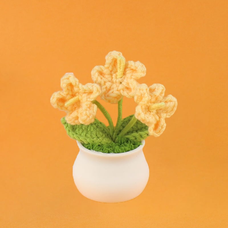 DJIWJDCDA 🌺🏡✨ Hand Woven Flowers - Tulips, Daisies, Roses Pot Decor ✨🌿🧶