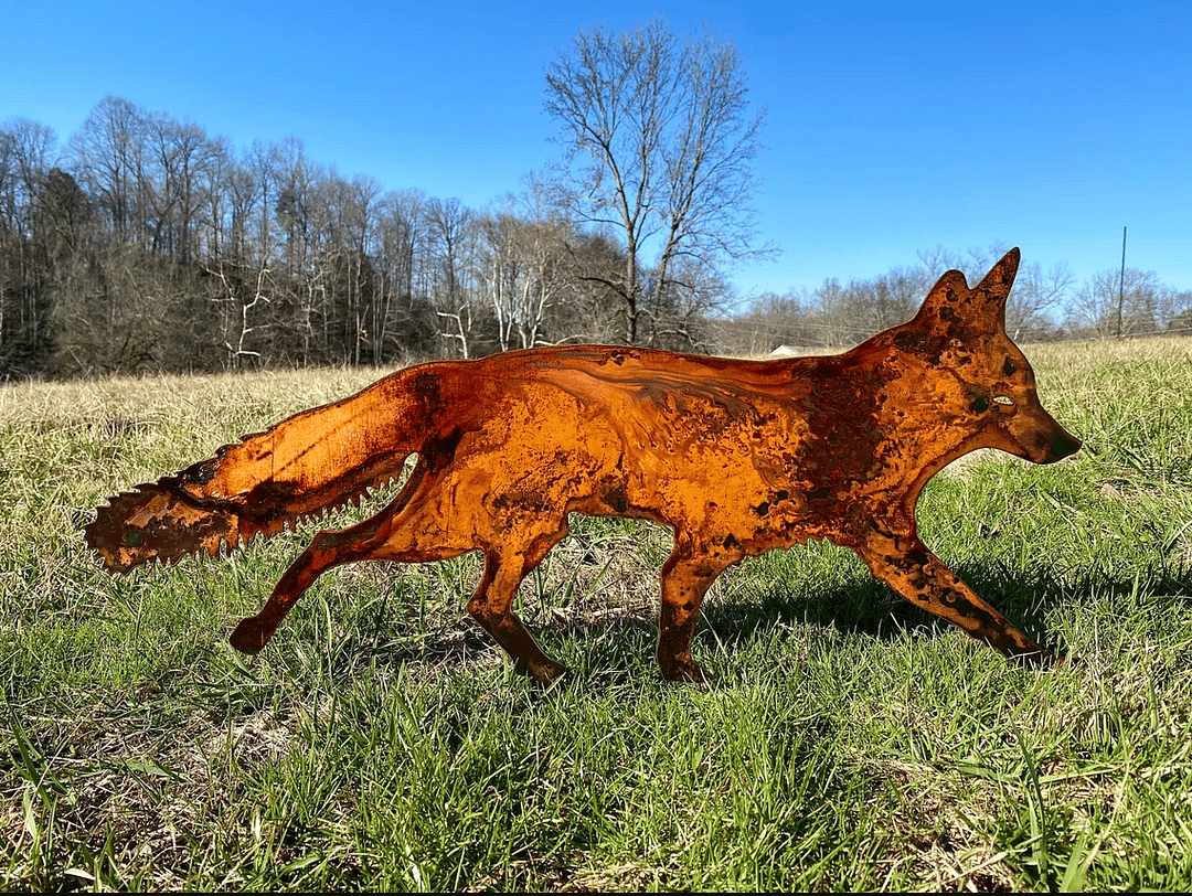 DJIWJDCDA Sneaky Rustic Metal Fox Garden Decoration with Stakes