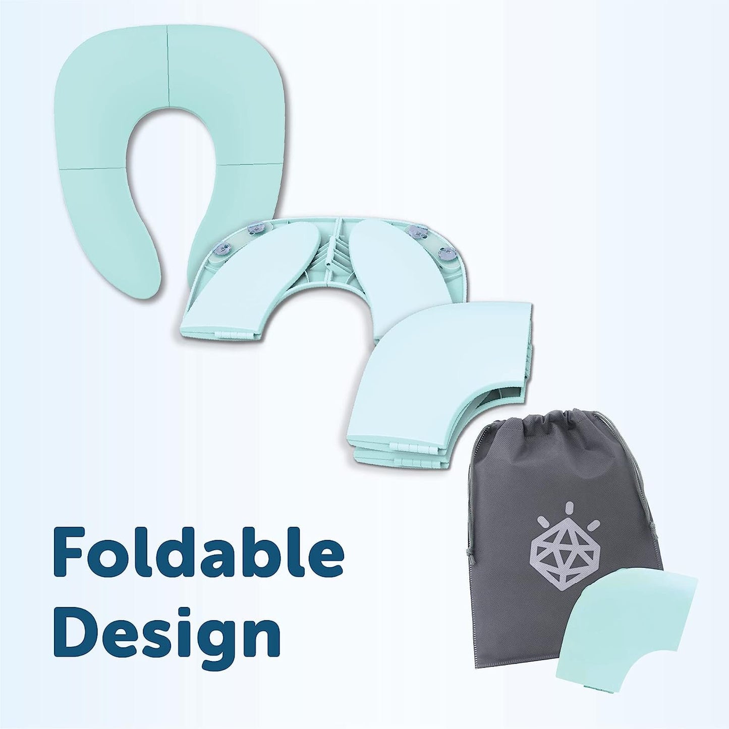 Folding Travel Potty Seat for Boys and Girls, Fits Round & Oval Toilets, Non-Slip Suction Cups, Includes Free Travel Bag