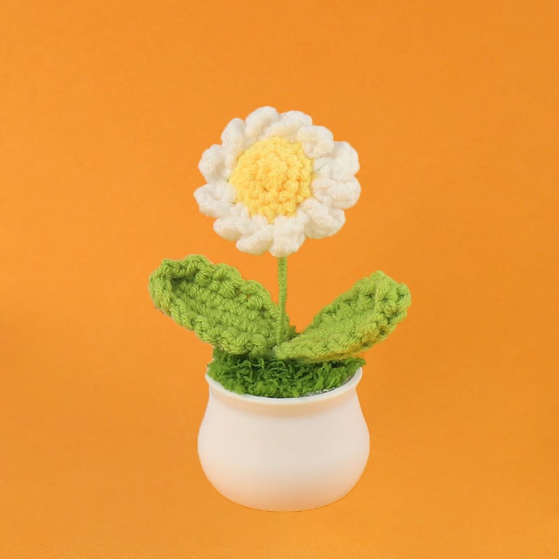 DJIWJDCDA 🌺🏡✨ Hand Woven Flowers - Tulips, Daisies, Roses Pot Decor ✨🌿🧶