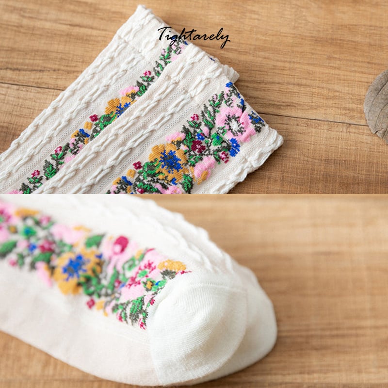 DJIWJDCDA Vintage Embroidered Floral Women Socks(🎁New Year Sale)-A*