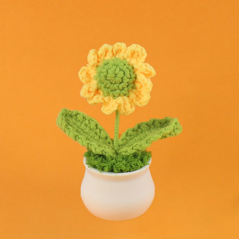 DJIWJDCDA 🌺🏡✨ Hand Woven Flowers - Tulips, Daisies, Roses Pot Decor ✨🌿🧶