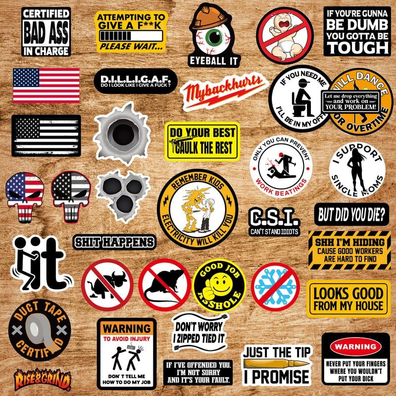 150pcs Hard Hat Stickers Pack(DIRTY) - Perfect for Helmets, Toolboxes..