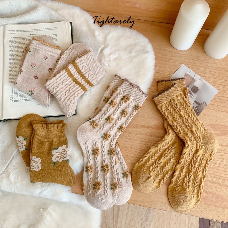 DJIWJDCDA Vintage Embroidered Floral Women Socks(🎁New Year Sale)-K*