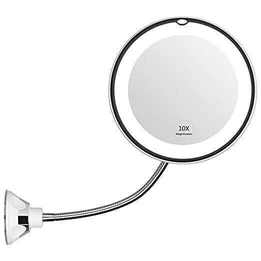 DJIWJDCDA 360° Flexible Light Up 10X Magnification Makeup Mirror