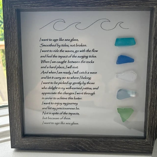 DJIWJDCDA LARGE Sea Glass Poem/I want to age like sea glass/Christmas Gift