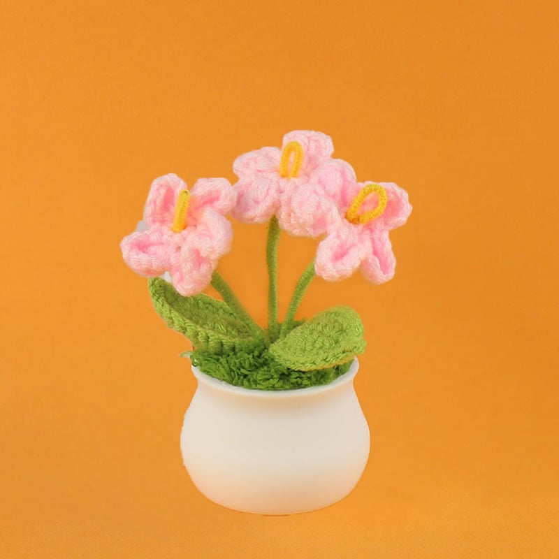 DJIWJDCDA 🌺🏡✨ Hand Woven Flowers - Tulips, Daisies, Roses Pot Decor ✨🌿🧶