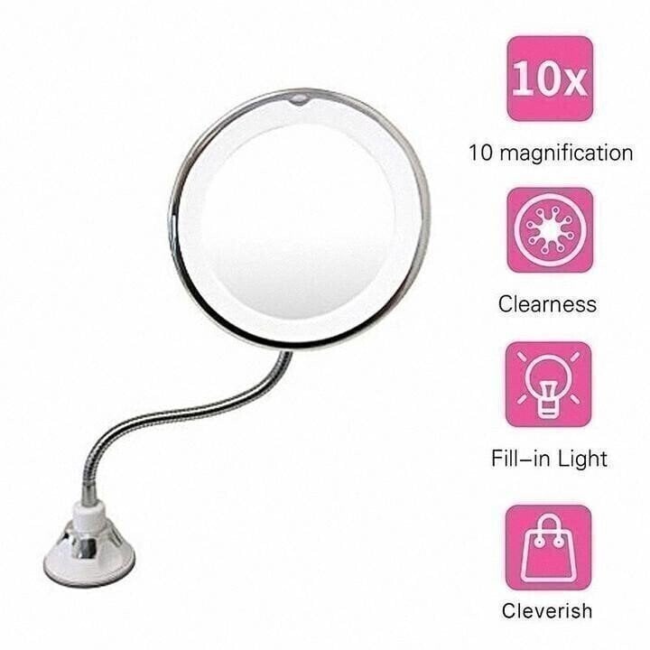 DJIWJDCDA 360° Flexible Light Up 10X Magnification Makeup Mirror