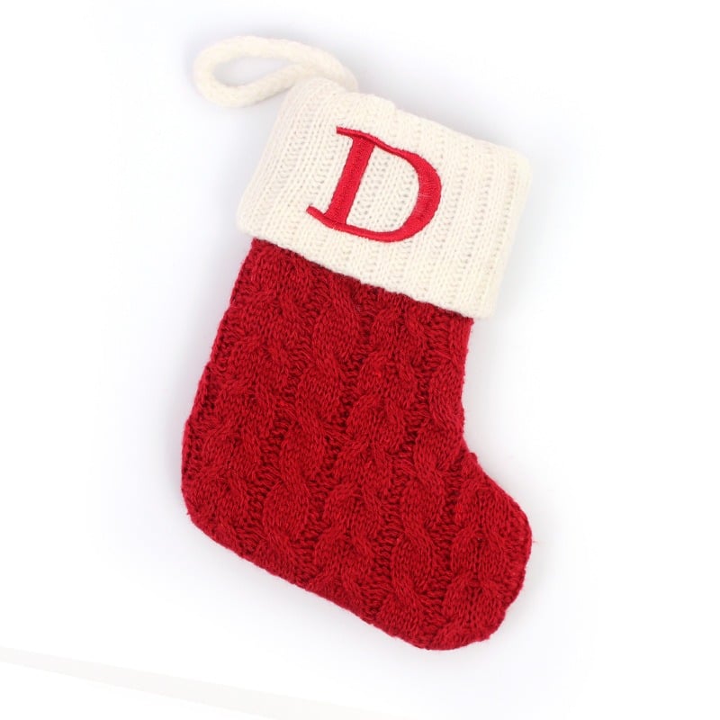 DJIWJDCDA Christmas Red Socks Alphabet Knitting Christmas-Tree Pendant