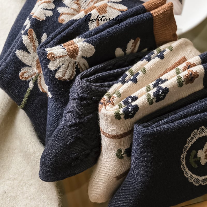 DJIWJDCDA Vintage Embroidered Floral Women Socks(🎁New Year Sale)-P*