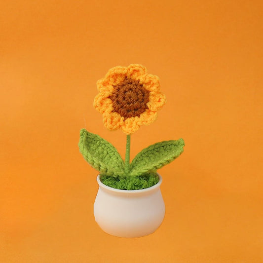 DJIWJDCDA 🌺🏡✨ Hand Woven Flowers - Tulips, Daisies, Roses Pot Decor ✨🌿🧶